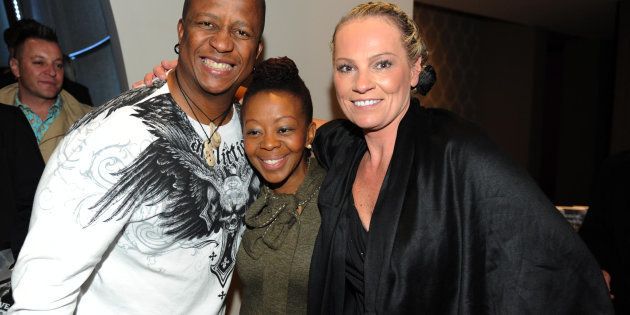 Dj Fresh and his wife Thabiso Sikwane with Zelda la Grange.