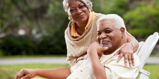 Portrait of stylish senior African American couple. Focus on man (60s).