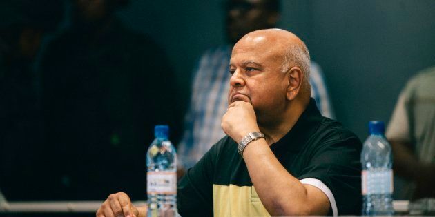 South Africa's sacked finance minister Pravin Gordhan looks on during the memorial for anti-apartheid stalwart Ahmed Kathrada in Durban on April 9, 2017.