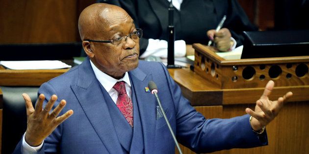 President Jacob Zuma gestures as he addresses Parliament in Cape Town, November 2, 2017.