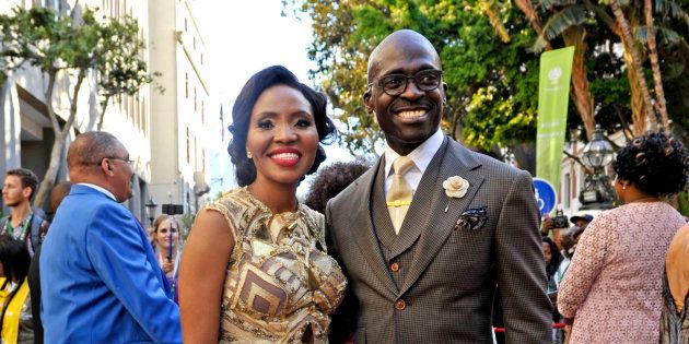 Malusi Gigaba and his wife arrive for President Jacob Zuma's State of the Nation Address on February 11, 2016 at Parliament in Cape Town, South Africa.