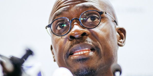 South African Finance Minister Malusi Gigaba speaks during a news conference in Pretoria on Saturday, April 1, 2017.