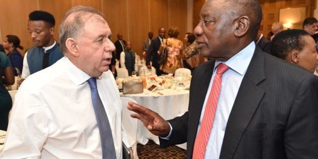 Deputy President Cyril Ramaphosa (r) with Investec CEO Stephen Koseff on Thursday, at the government breakfast previewing the World Economic Forum in Davos, Switzerland.