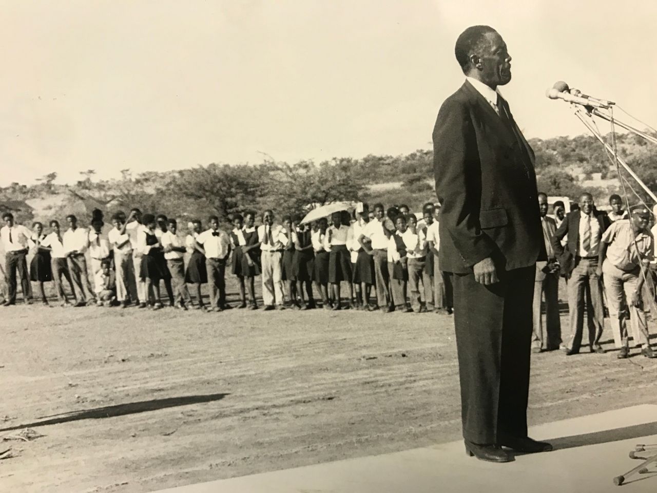 Lucas Mangope addressing citizens of Bophuthatswana in an undated picture.