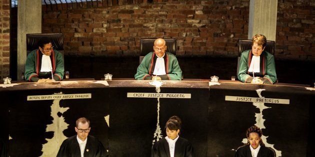 South African chief Justice Mogoeng Mogoeng leads a session of the Constitutional Court, on March 17, 2017, in Johannesburg.