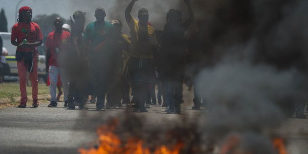 Protesters clashed with riot police during unrest at Hoërskool Overvaal on January 17, 2017.