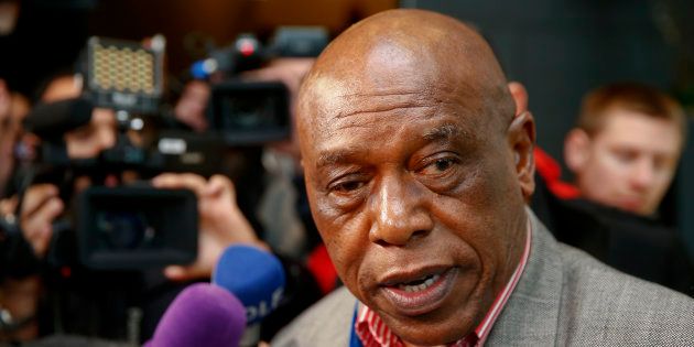 FIFA presidential candidate Tokyo Sexwale talks to journalists before his visit to the CONCACAF meeting in Zurich, Switzerland February 25, 2016. REUTERS/Arnd Wiegmann