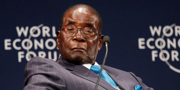 Zimbabwean President Robert Mugabe participates in a discussion at the World Economic Forum on Africa 2017.