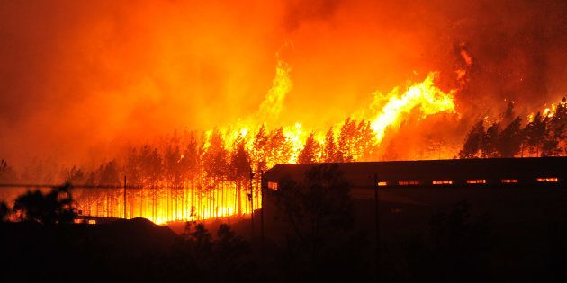 Fires raging at Longmore Forest in Knysna, South Africa, on June 7 2017.