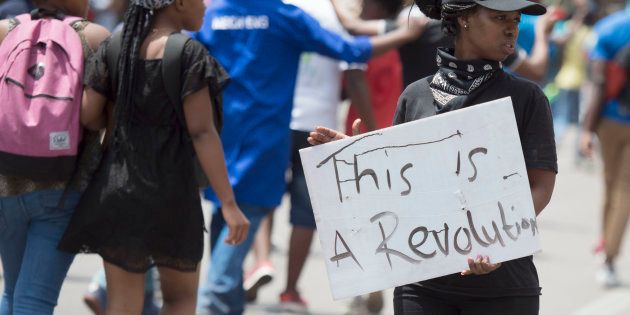 Tshwane University of Technology (TUT) march from the main campus to the CBD during #FeesMustFall protests on October 12, 2016.