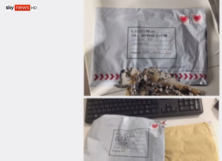 Sky News broadcast images it said depicted the white postal bag containing the Jiffy bag devices which detonated near Heathrow.