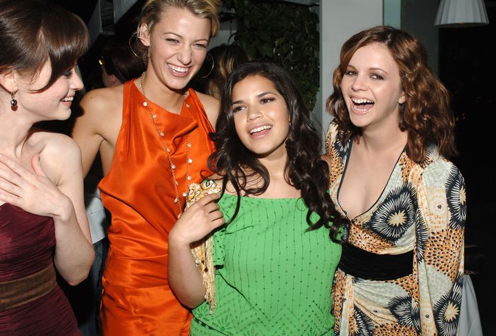 Alexis Bledel, Blake Lively, America Ferrera and Amber Tamblyn during the premiere after-party for "The Sisterhood of the Traveling Pants."