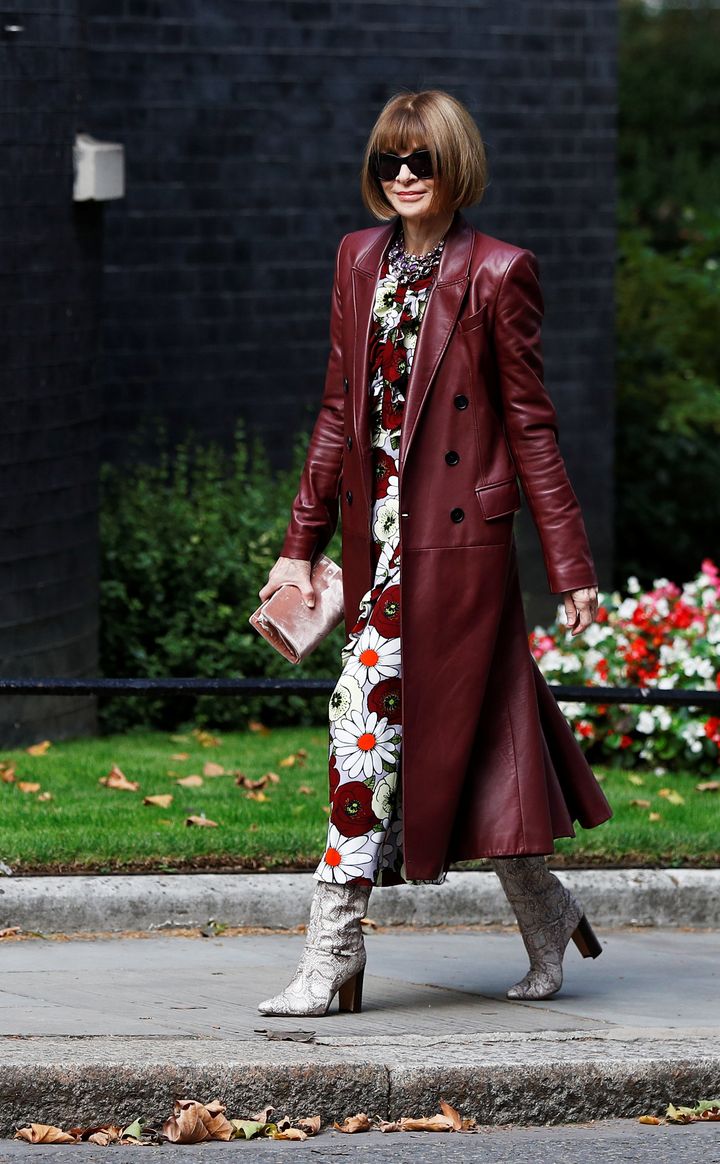 Editor-in-chief of Vogue, Anna Wintour, arrives in Downing Street for a reception that is part of British Fashion Week, in London, Britain September 18, 2018.