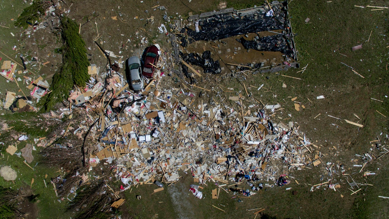 The tornado blew a home clean off its foundation in Beauregard, Alabama on Tuesday.