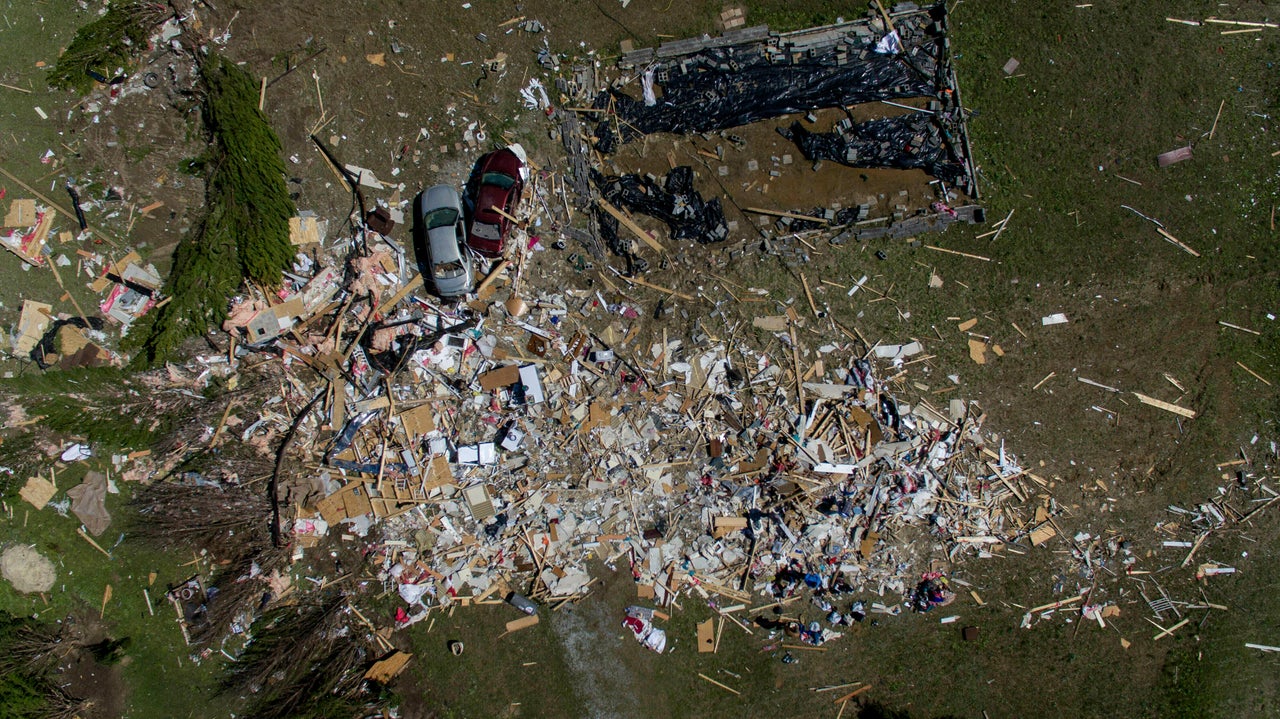 The tornado blew a home clean off its foundation in Beauregard, Alabama on Tuesday.