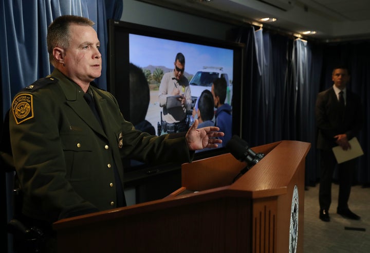 Brian Hastings, (L), chief of operations for the US Border Patrol, and U.S. Customs and Border Protection Commissioner Kevin&