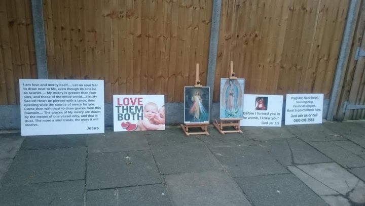 Placards left outside the BPAS Clinic