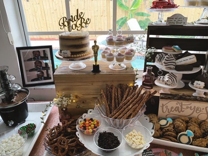 The bridal shower had a "create your own Stanley pretzel" station, paying homage to the character's favorite day — Pretzel Day.