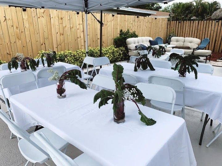 The bridesmaids really went the extra mile with beets as centerpieces for the bridal shower.