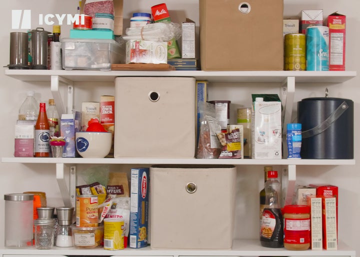 Sarah's messy pantry before the professional organizer arrived.