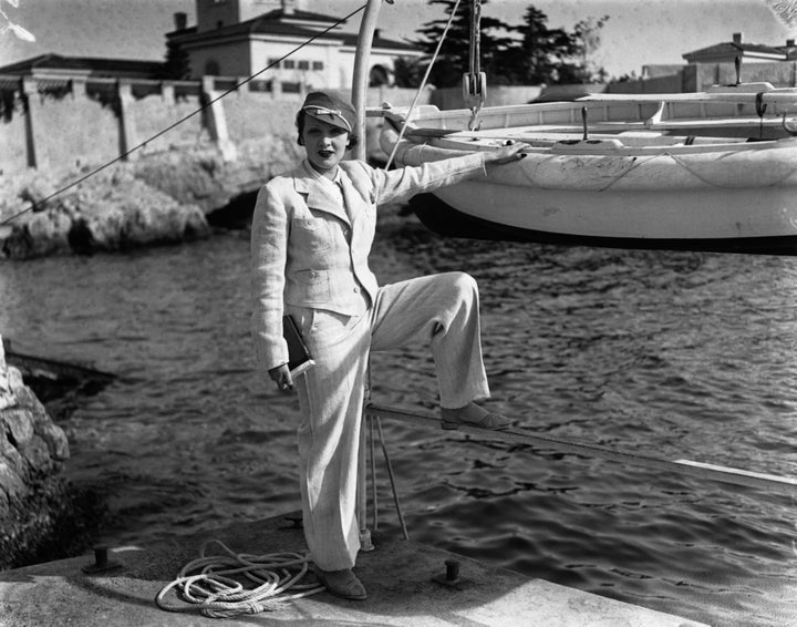 Marlene Dietrich wears a pantsuit on this photo, dated 1930.
