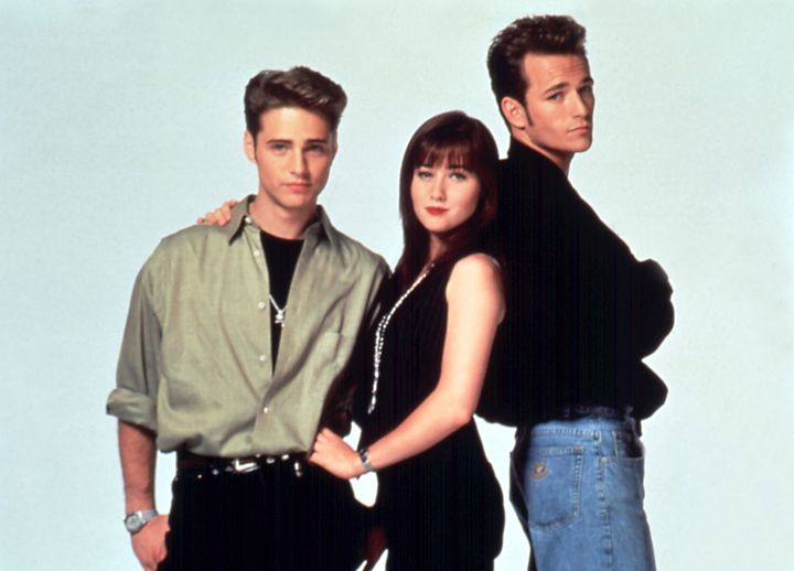 Jason Priestley, Shannen Doherty and Luke Perry in their Beverly Hills 90210 days.