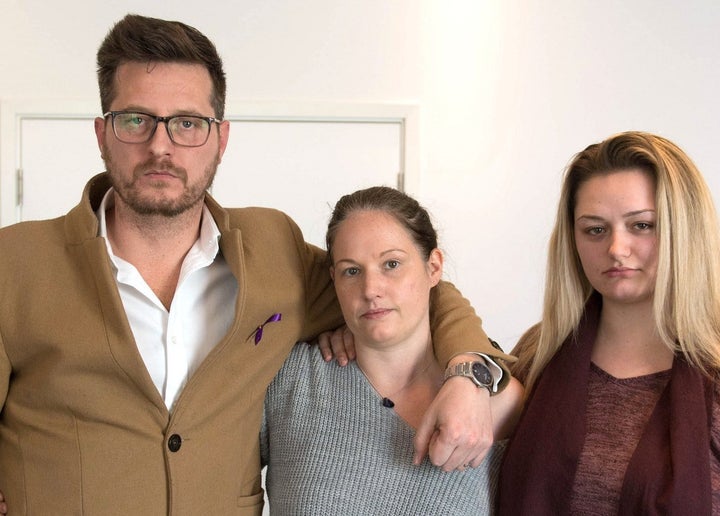 Jodie’s father Peter, stepmother Joanne and sister Lucy.