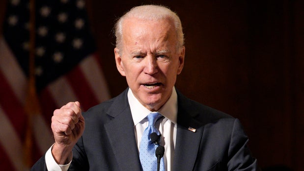 Former Vice President Joe Biden speaks at the Chuck Hagel Forum in Global Leadership, on the campus of the University of Nebraska-Omaha, in Omaha, Neb., Thursday, Feb. 28, 2019. (AP Photo/Nati Harnik)