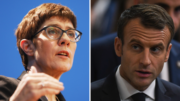 Annegret Kramp-Karrenbauer und Emmanuel Macron.