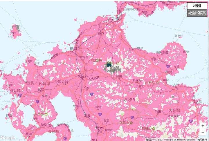 ドコモが災害後に公開している復旧エリアマップ
