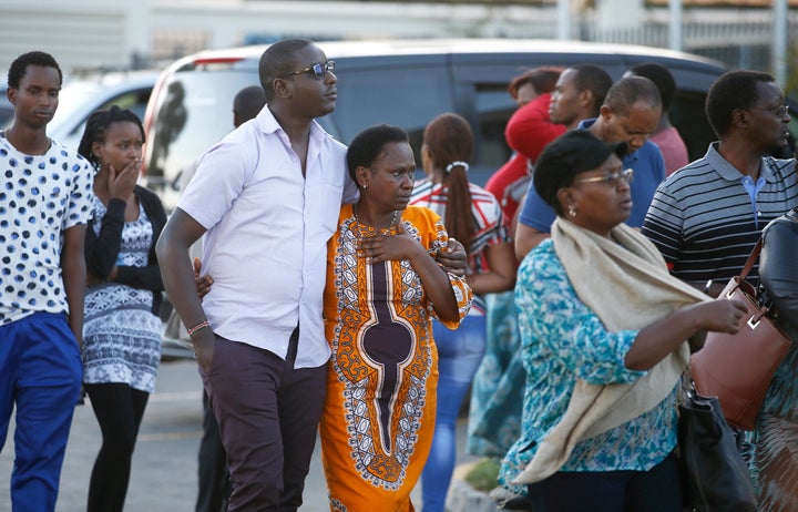 Relatives leave the information center following the Ethiopian Airlines Flight ET 302 plane crash, at the Jomo Kenyatta International Airport (JKIA) in Nairobi, Kenya, on March 10, 2019.