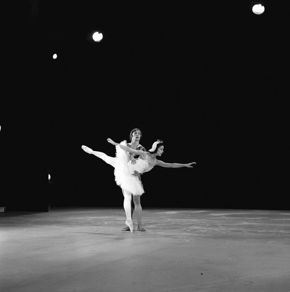 Rudolph Nureyev and Margot Fonteyn perform a piece from 'Swan Lake'