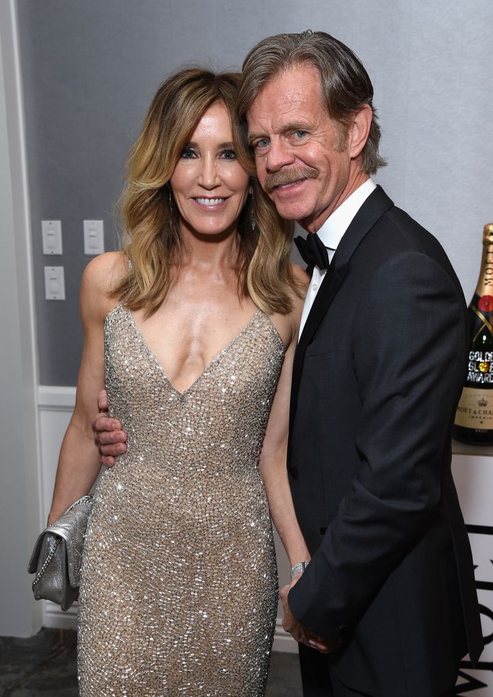 Felicity Huffman and William H. Macy attend at the Golden Globe Awards in January.