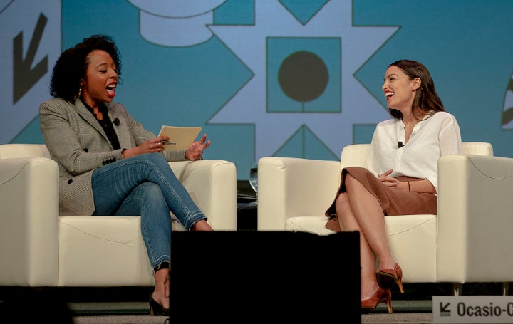 Rep. Alexandria Ocasio-Cortez with Briahna Gray, a senior politics editor at the Intercept. (Photo: Nick Wagner/Austin American-Statesman via AP)