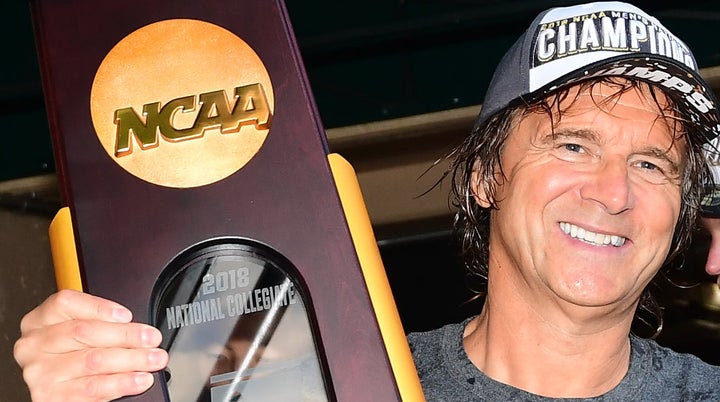 USC water polo coach Jovan Vavic celebrates after winning the Division I Men's Water Polo Championship on Dec. 2, 2018.
