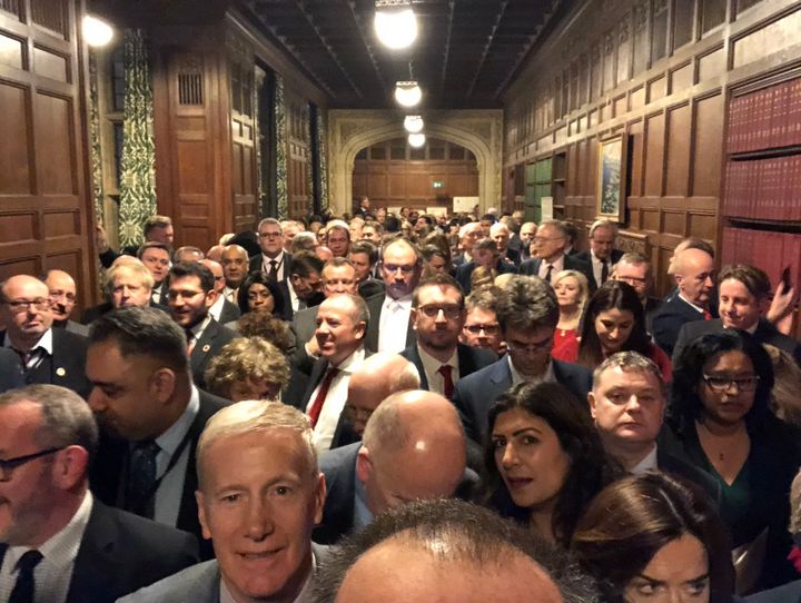 A selfie from the 'no' lobby during the first meaningful vote in January 