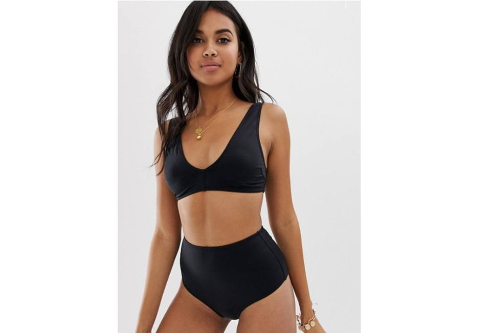 ASOS DESIGN Tall mix and match high waist bikini bottom in black