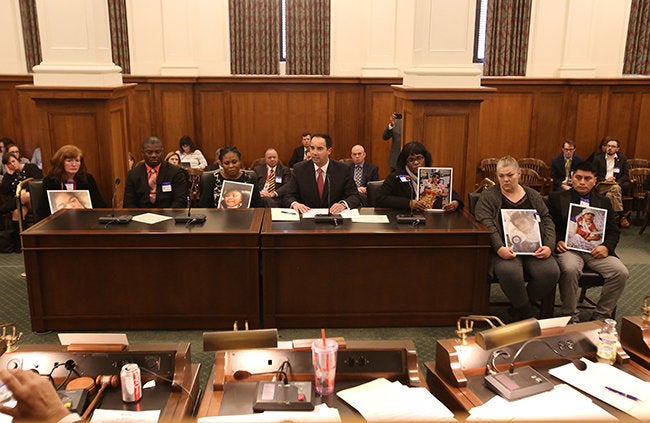 Paul da Costa, center, testifies on behalf of the parents whose kids got sick after an adenovirus breakout at the Wanaque Cen