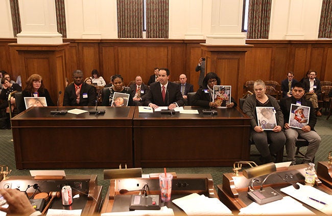 Paul da Costa, center, testifies on behalf of the parents whose kids got sick after an adenovirus breakout at the Wanaque Center for Nursing and Rehabilitation 