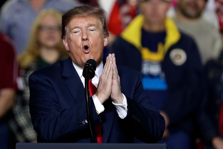 President Donald Trump speaks at a Feb. 11 rally in El Paso.