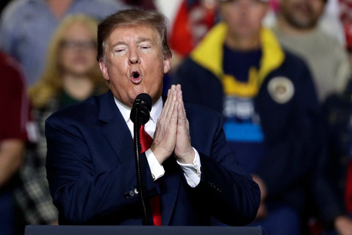 President Donald Trump speaks at a Feb. 11 rally in El Paso.