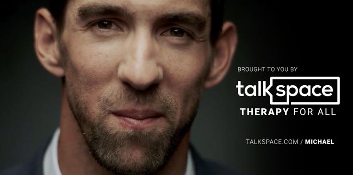 Olympic swimmer Michael Phelps appears an ad for the online and mobile therapy company Talkspace.
