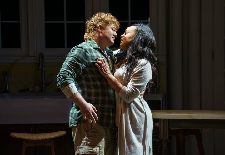 Becca Blackwell (left) and Michelle Beck star in "Hurricane Diane," now playing at New York Theatre Workshop.