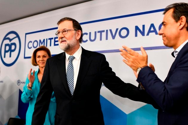Rajoy, durante su despedida en la ejecutiva nacional del PP.