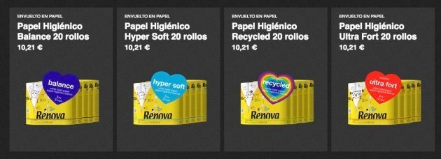 Los cuatro nuevos productos de la marca de papel higiénico Renova que no utiliza envoltorio de