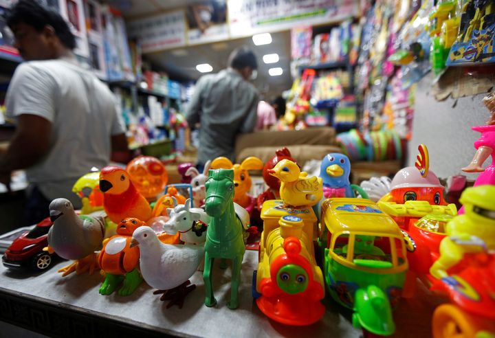 A Chinese toy shop at a market in Kolkata. 
