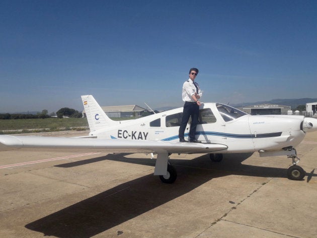 Armand Baucells antes de volar en la escuela de pilotos.