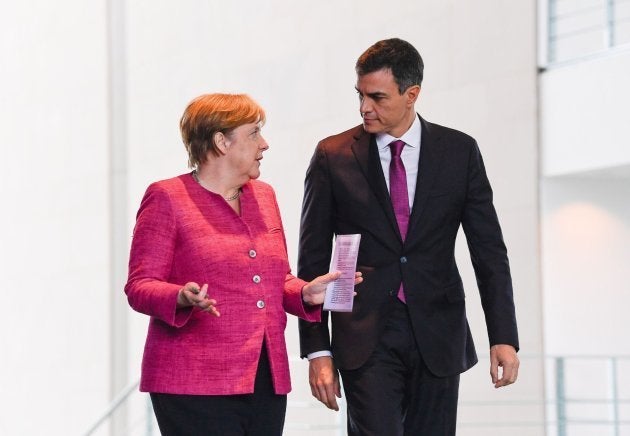 Merkel y Sánchez en Berlín.