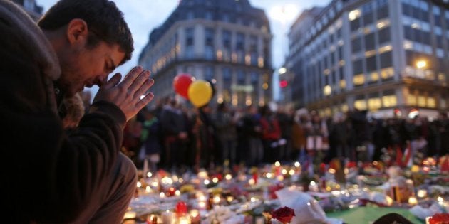 La plaza de la Bolsa, en Bruselas, transformada en memorial, el 23 de marzo de 2016.