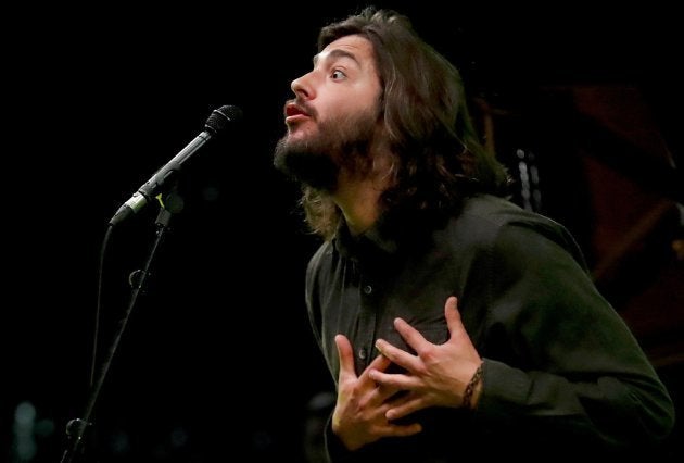 El artista portugués, este 28 de julio en la plaza de la Trinidad, en San Sebastián.